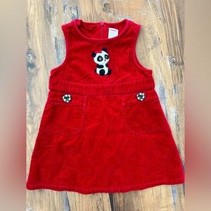 Gymboree girls 18/24 Red corduroy panda dress